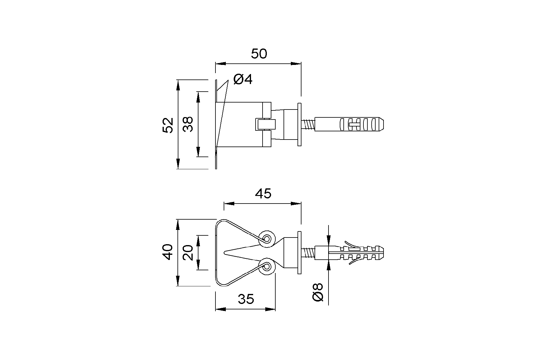 Product drawing KWS Door holder 1163