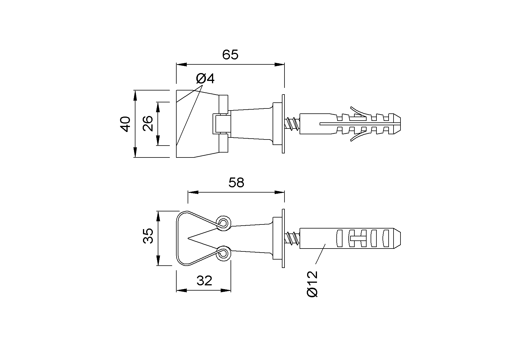 Product drawing KWS Door holder 1167