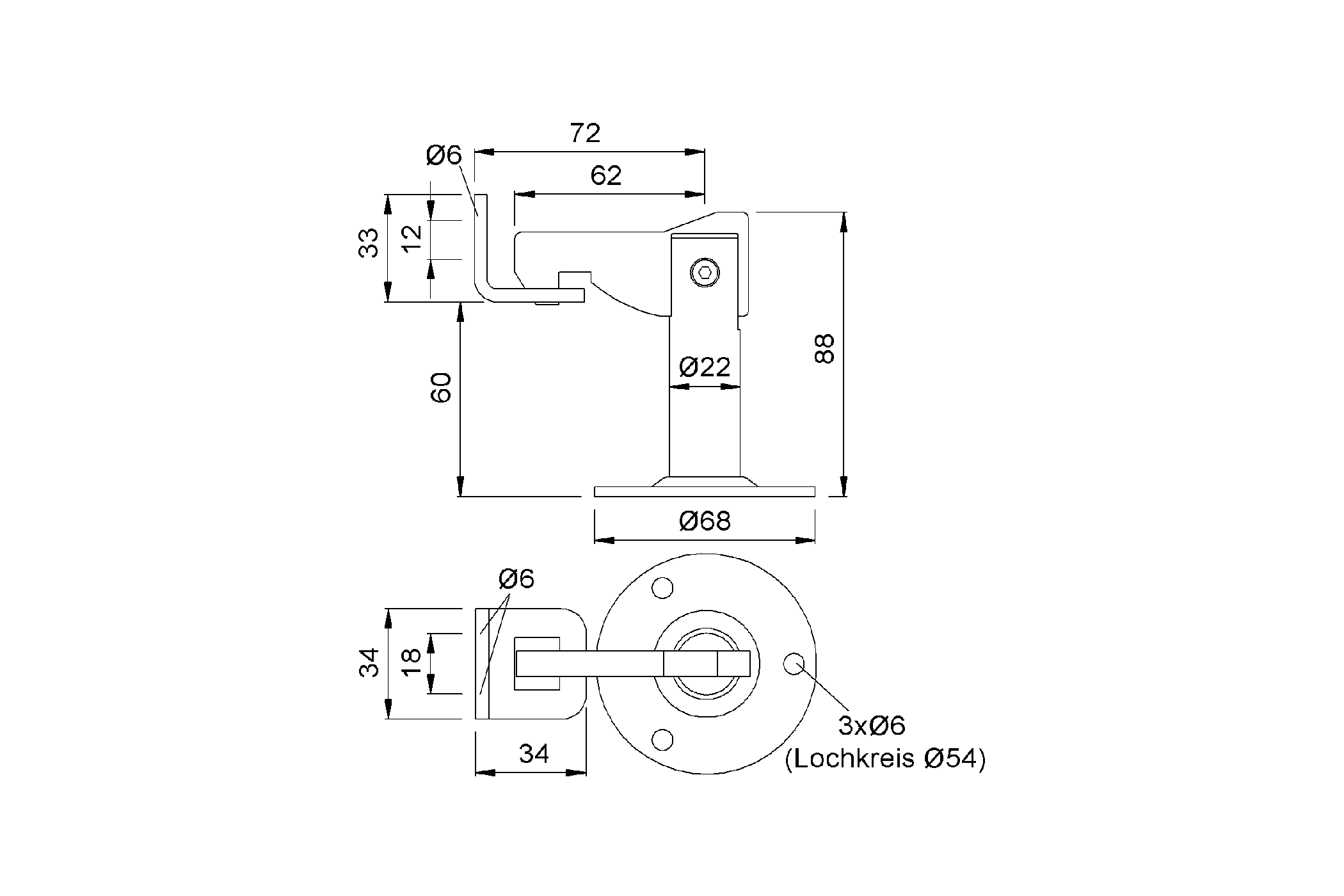 Product drawing KWS Door holder 1311