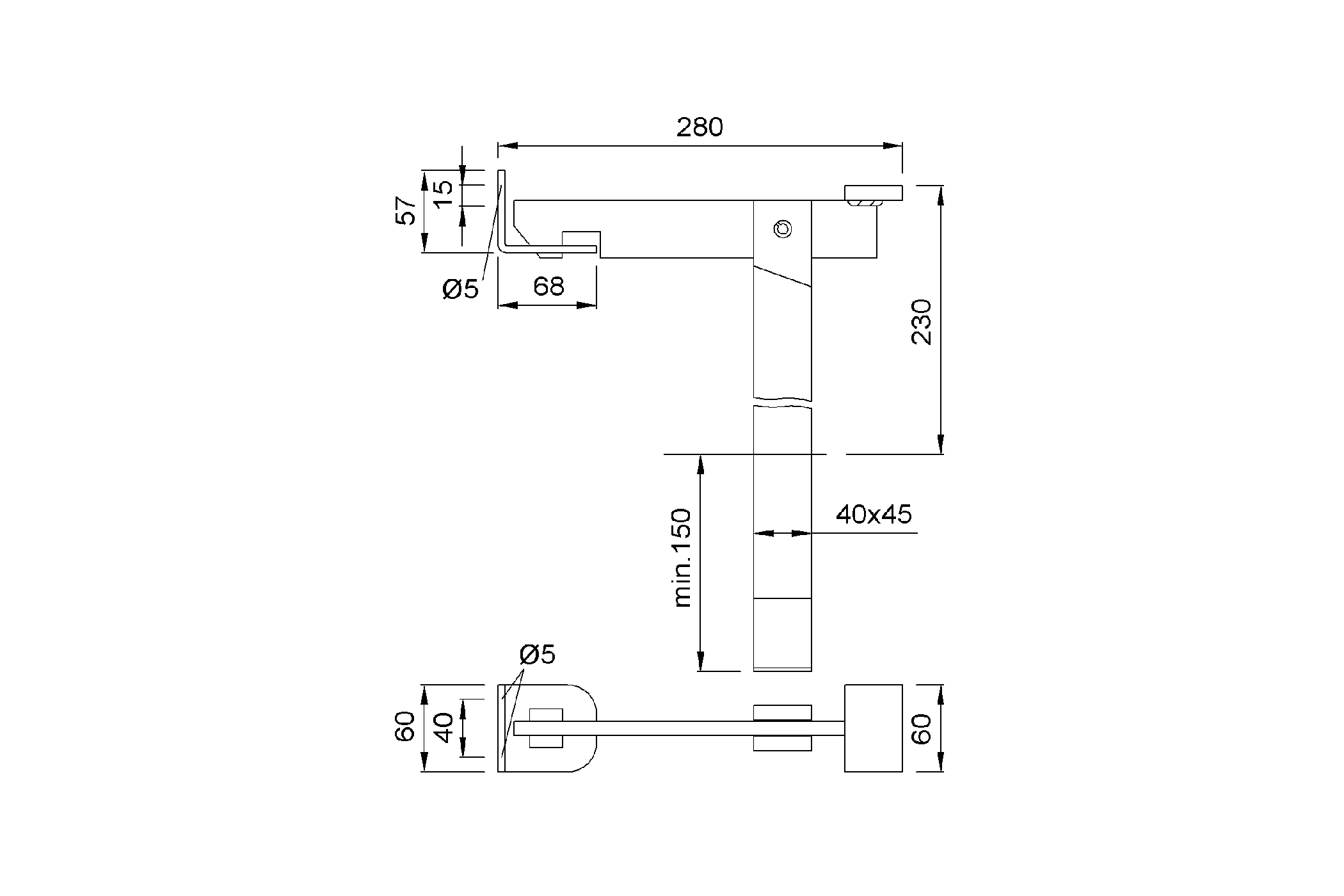 Product drawing KWS Door holder 1315