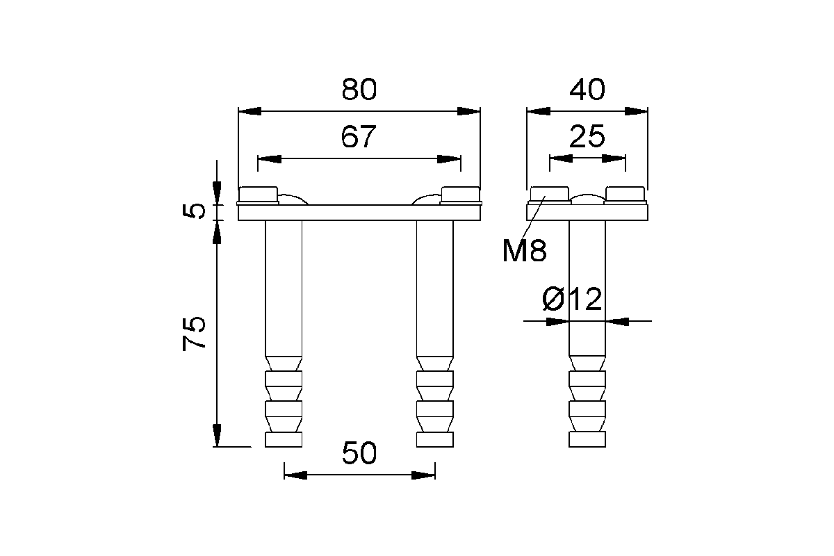 Product drawing KWS Anchor bolt 1508 for door holder/door buffer