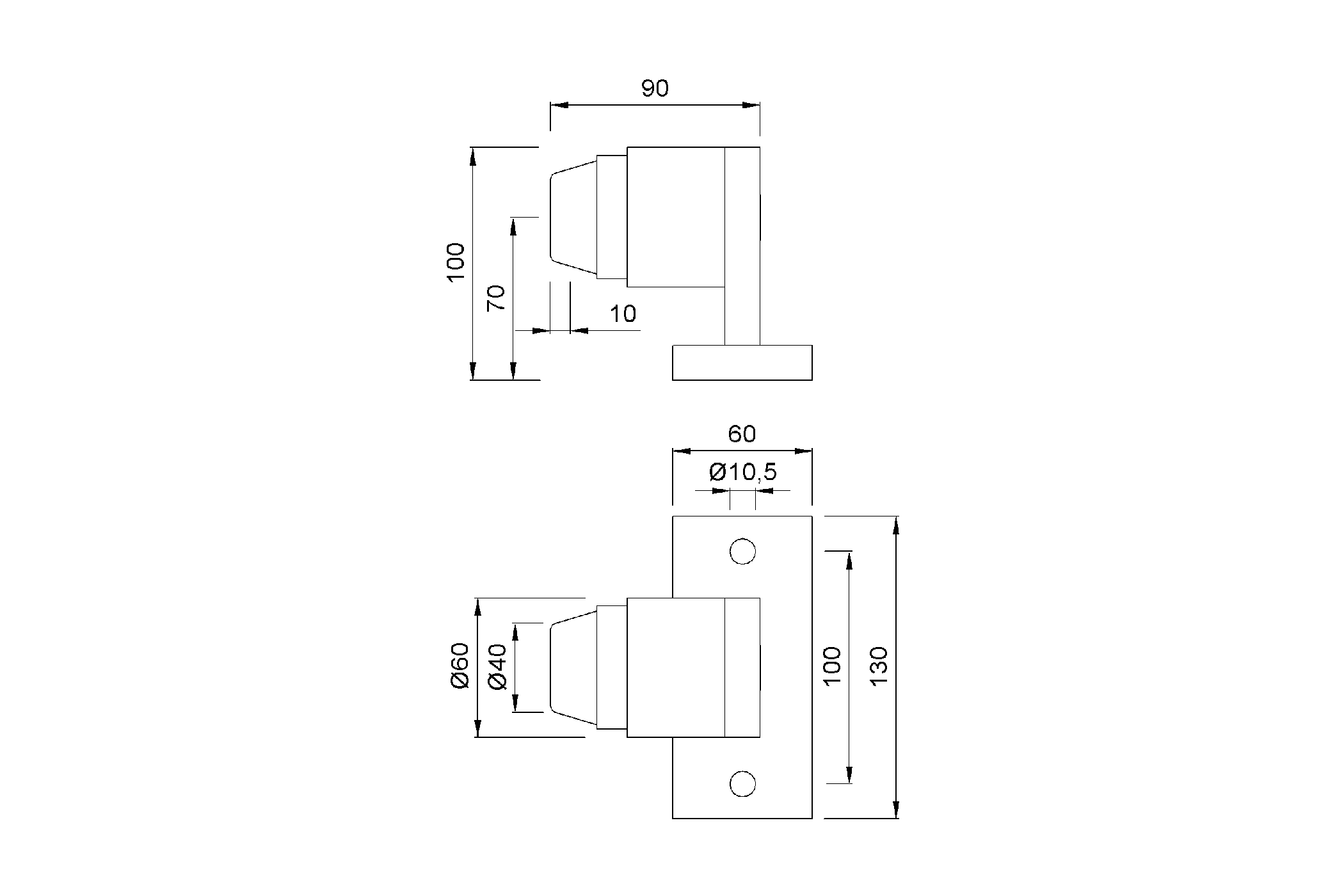 Product drawing KWS Door buffer 2021