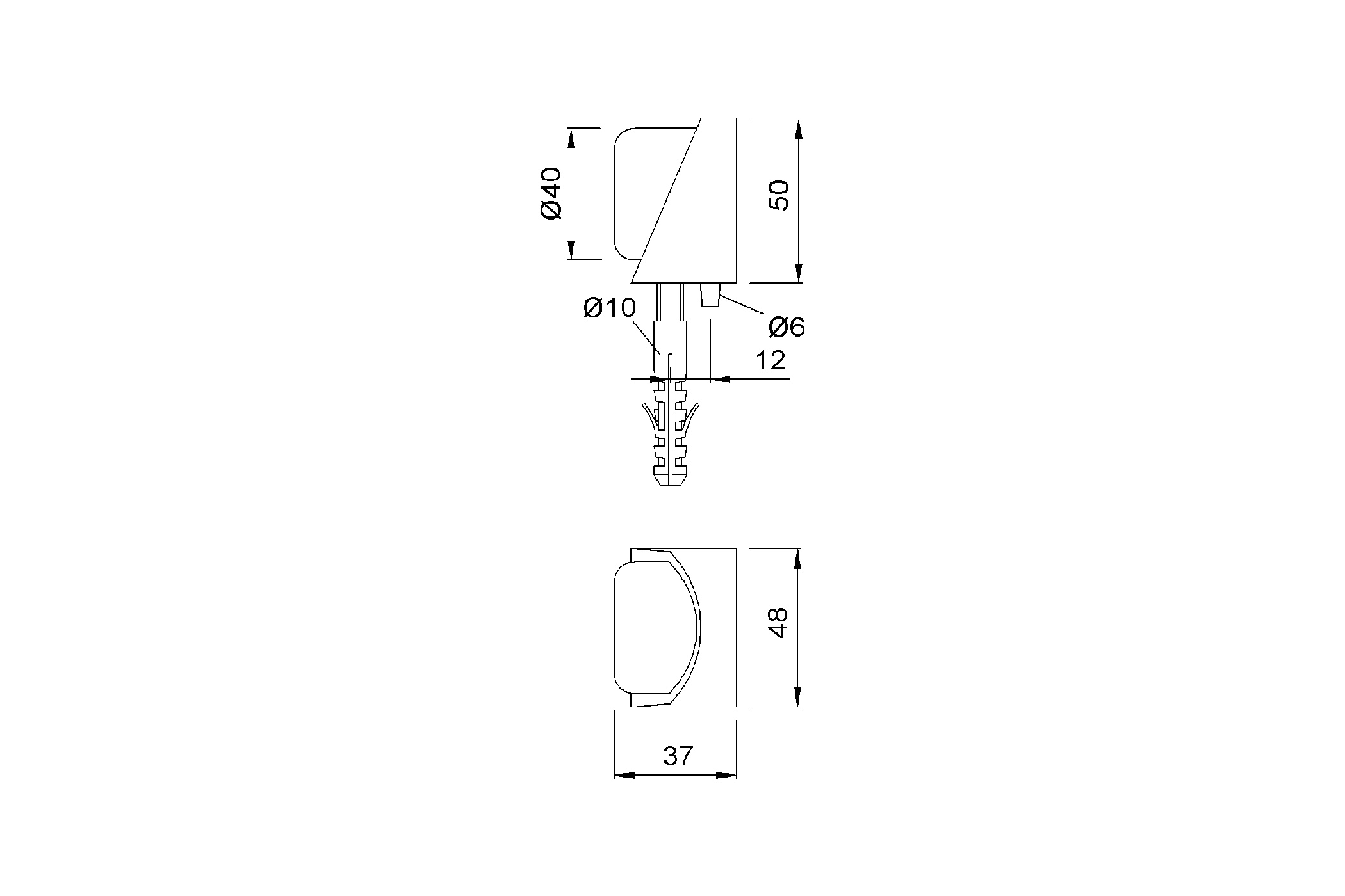 Product drawing KWS Door buffer 2028