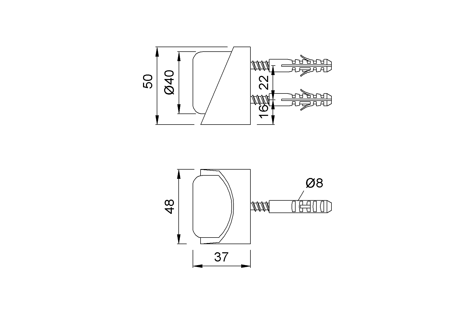 Product drawing KWS Door buffer 2029