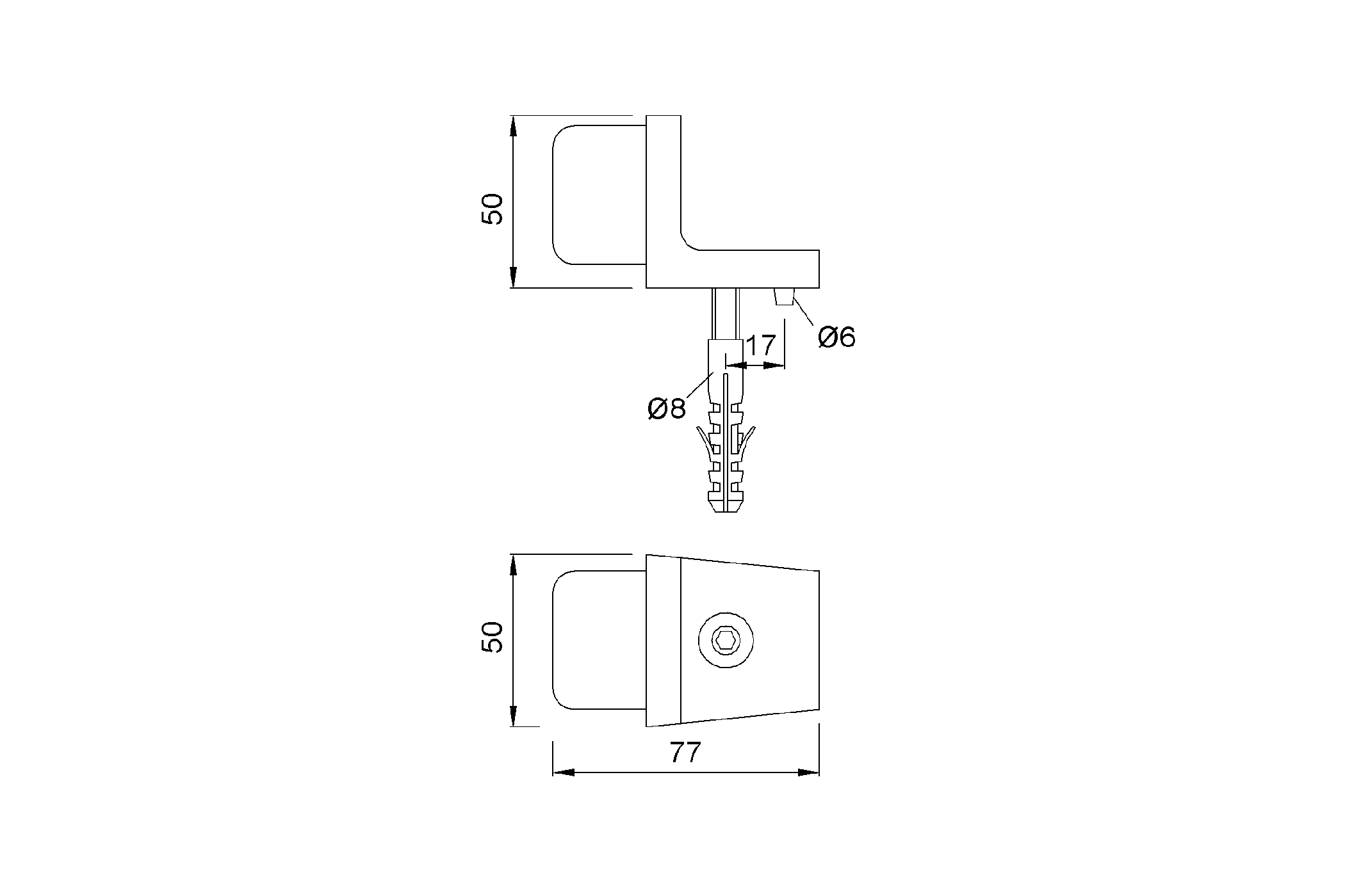 Product drawing KWS Door buffer 2031