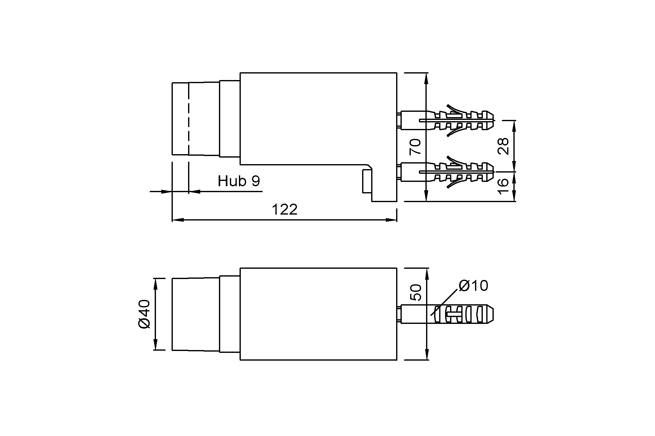 Product drawing KWS Door buffer 2049