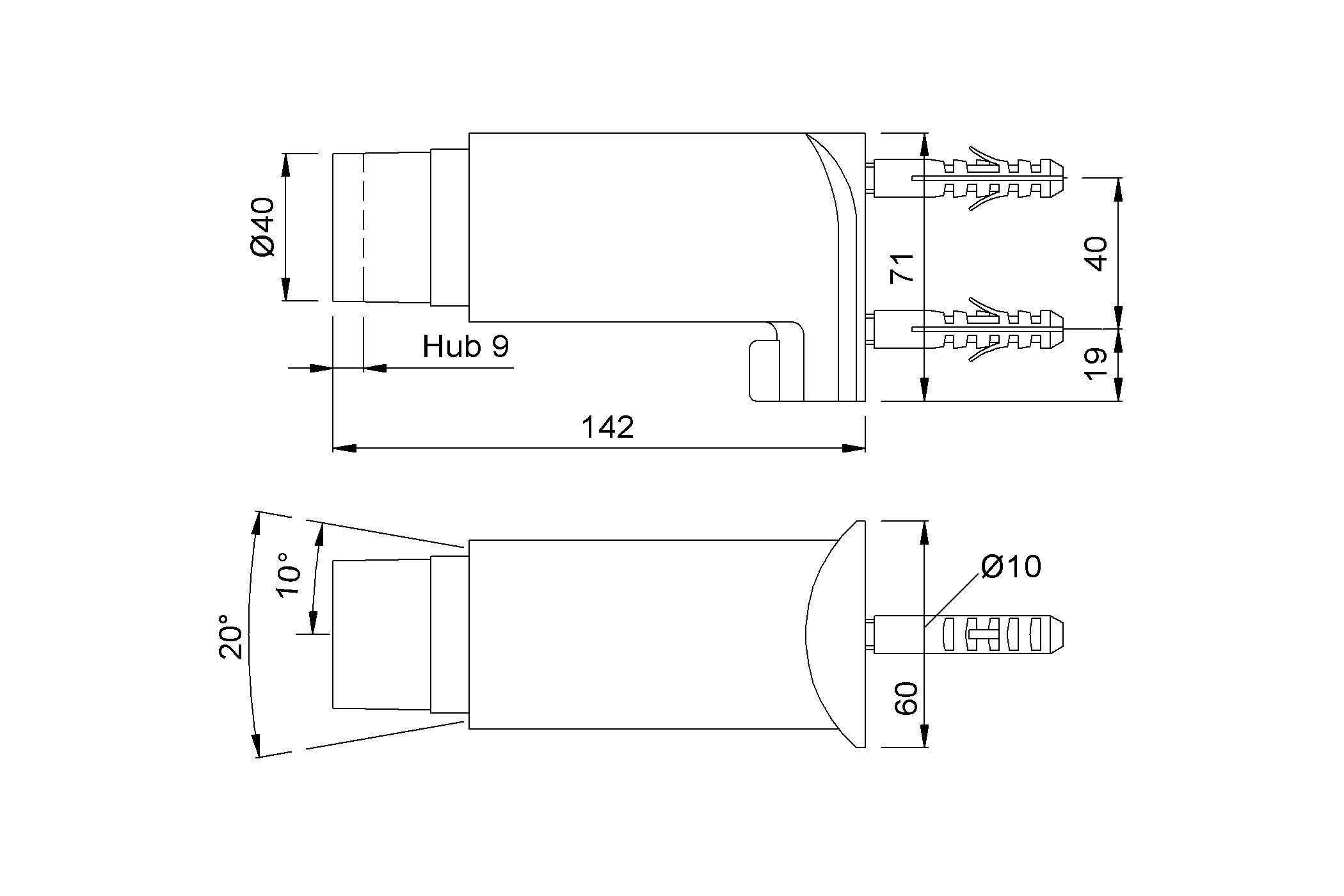 Produktzeichnung KWS Türpuffer 2051