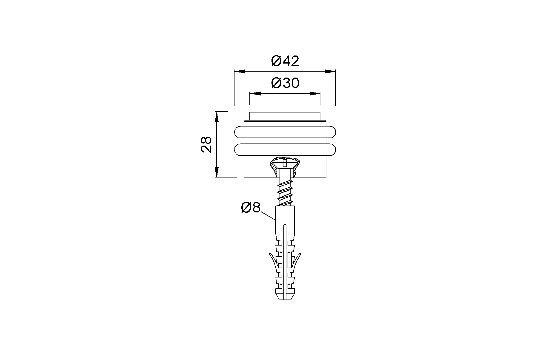 Product drawing KWS Door buffer 2053