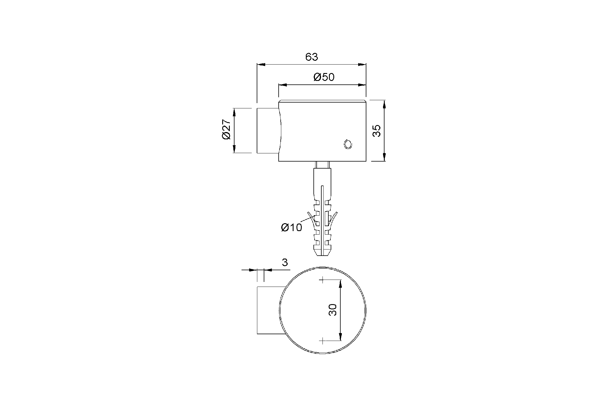 Product drawing KWS Door buffer 2110