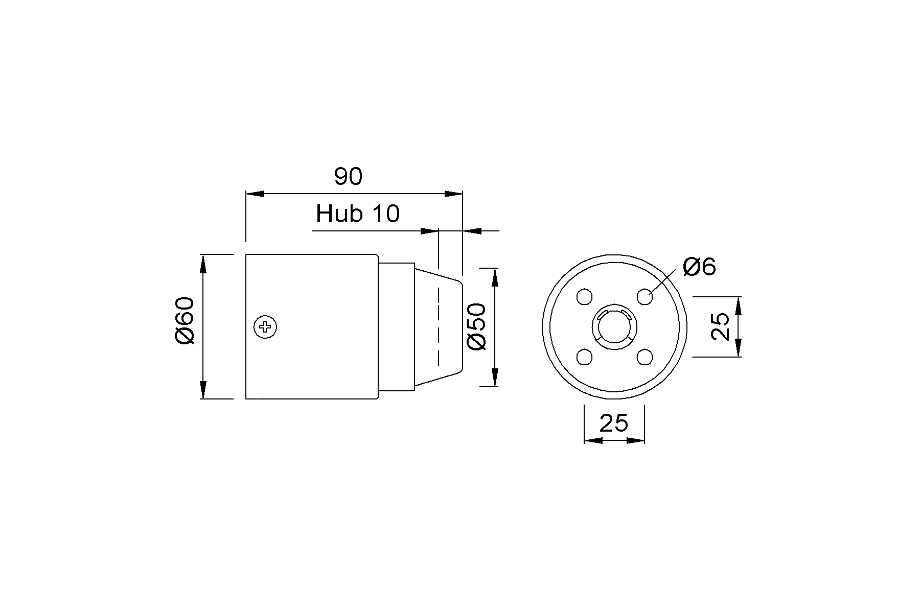 Produktzeichnung KWS Türpuffer 2120