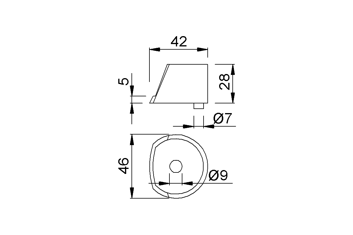 Produktzeichnung KWS Pufferkappe 2517 für Türpuffer