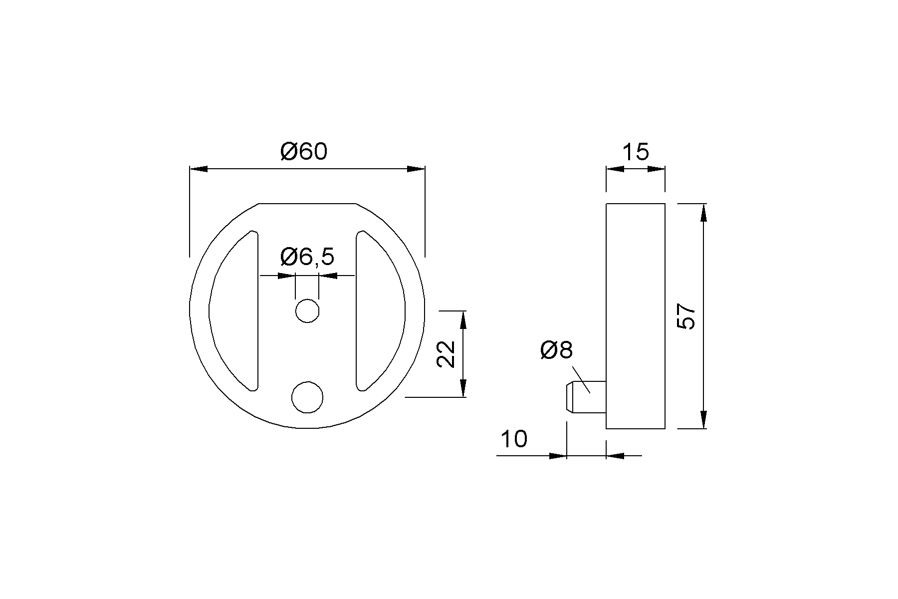 Product drawing KWS Shim 2559 for door buffer