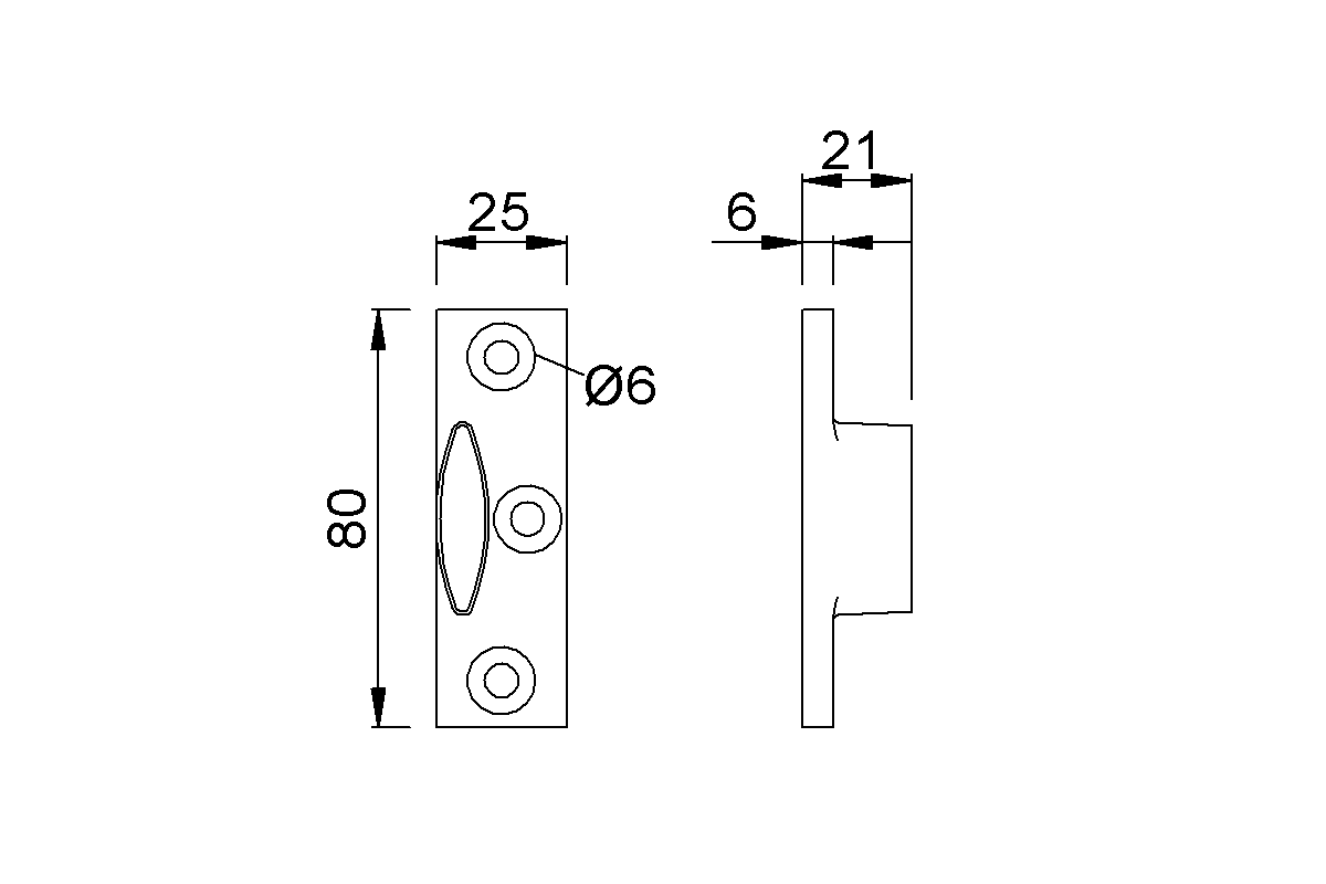 Product drawing KWS wedge plate 6536 for locking handle