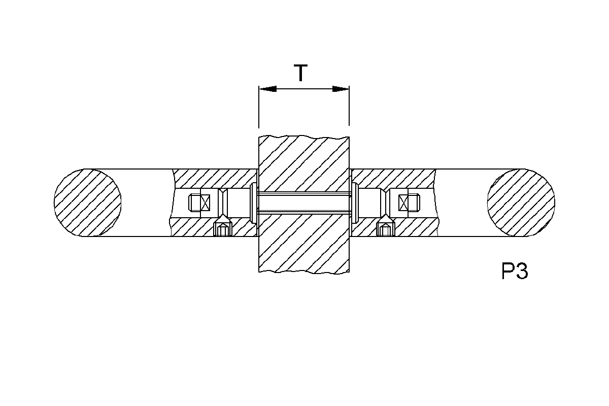 Product drawing KWS Fixing P3, 8A03 / 8B03 for Pair of door handles