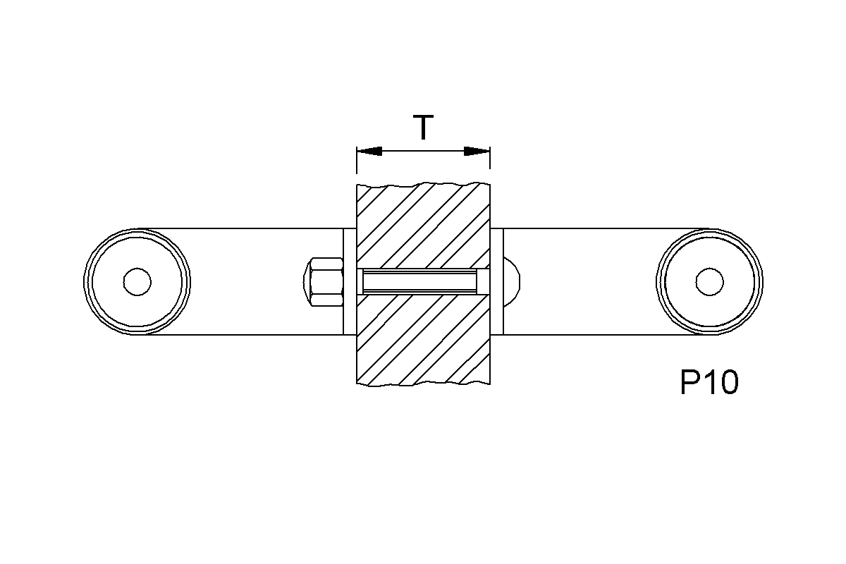 Product drawing KWS Fixing P10, 8A10 for Pair of door handles