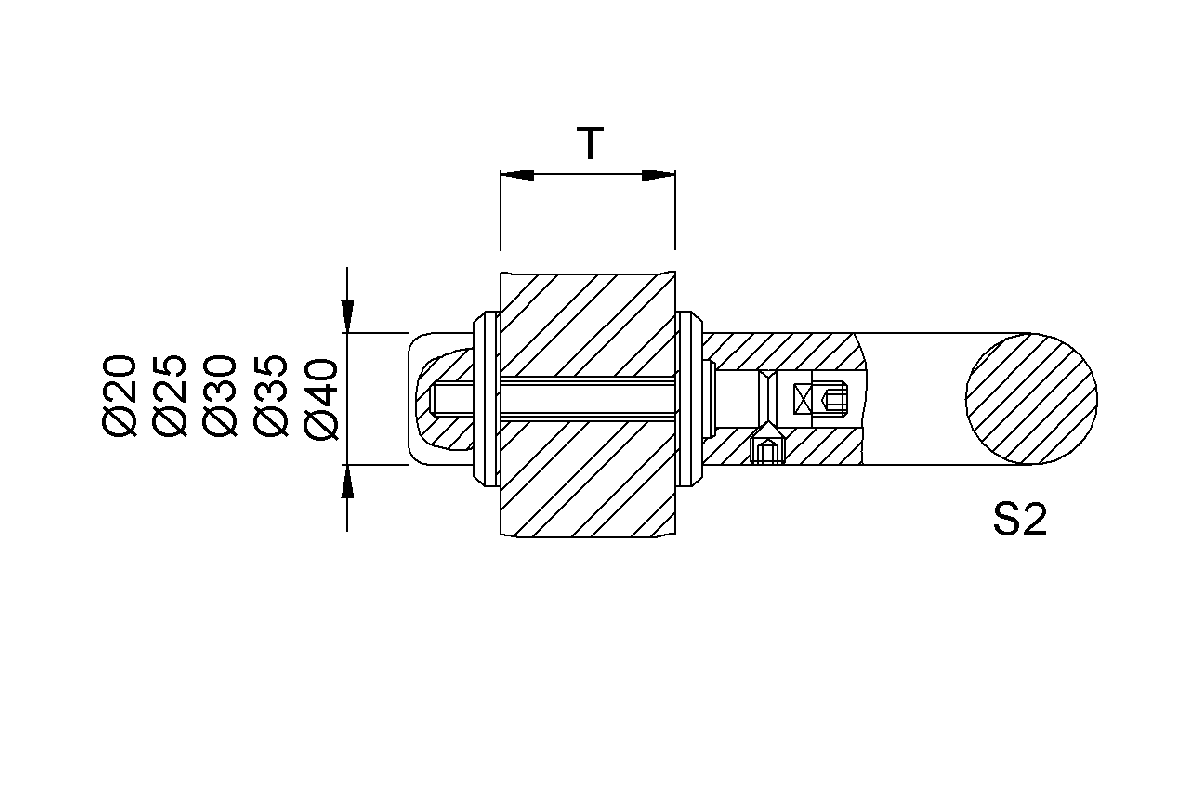 Product drawing KWS Fixing S2, 8A52 / 8B52 for Door handle