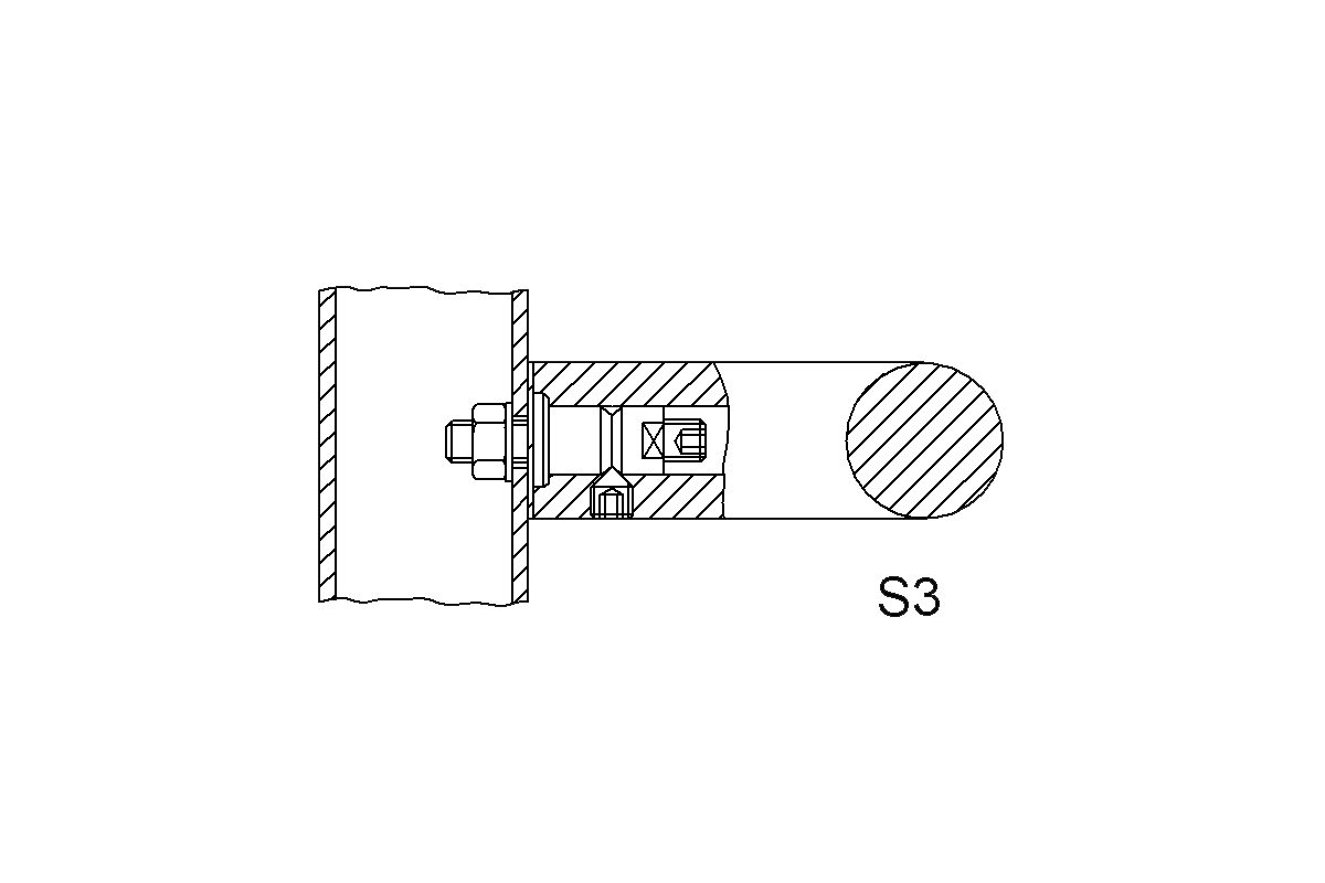 Product drawing KWS Fixing S3, 8A53 / 8B53 for Door handle