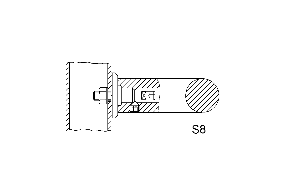 Product drawing KWS Fixing S8, 8A58 / 8B58 for Door handle