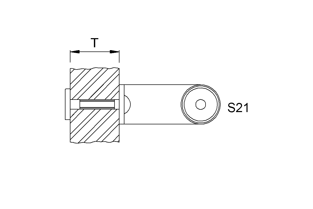 Product drawing KWS Fixing S21, 8A71 for Door handle