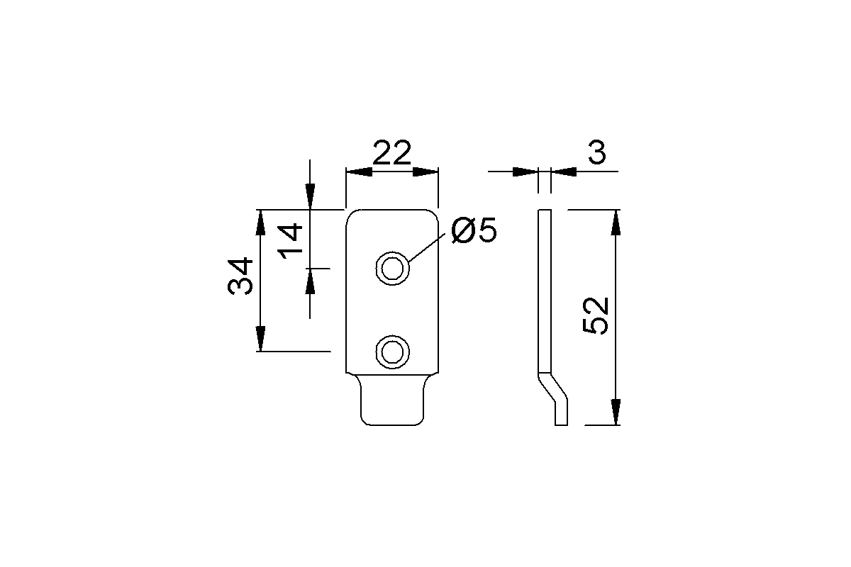 Product drawing KWS Fixing plate 1509 for door holder