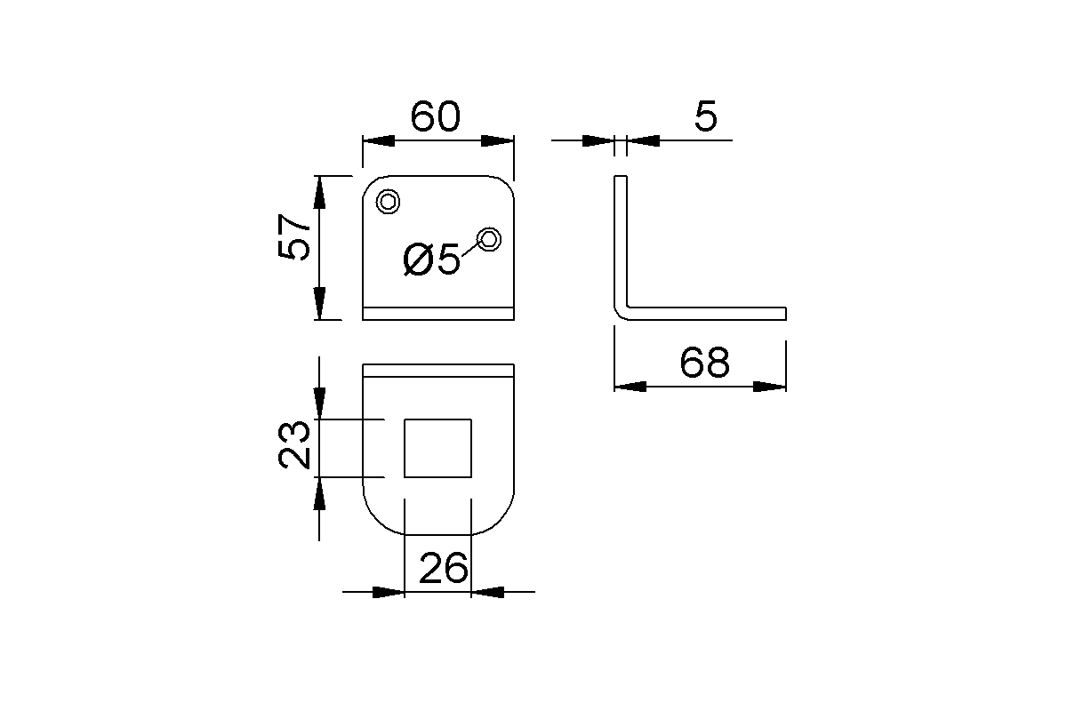 Product drawing KWS Holding bracket 1517 for door holder